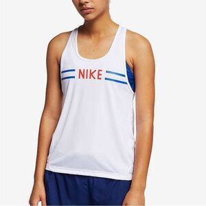 NIKE | White Dri Fit Racerback Miler Tank Top Red & Blue Graphic Women’s Size M
